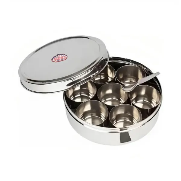 Simran_Stainless_Steel_Masala_Dabba/Spice_Box_with_Plain_Lid,_7_Containers_and_1_Small_Spoon_Big
