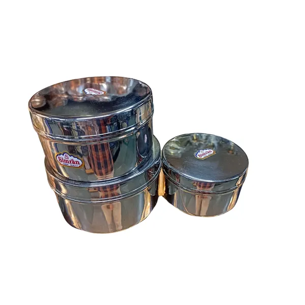 Simran_Stainless_Steel_Plain_Cover_Puri_Dabba/Storage_Container,_Mirror_Finish,_Set_of_3