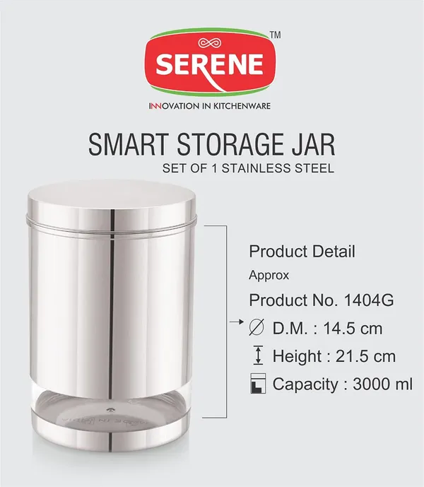 Serene_Transparent_/_See_Through_Container_Jar,_Set_Of_1,_3000_ml,_Glossy_Finish,_Smart_Stainless_Steel