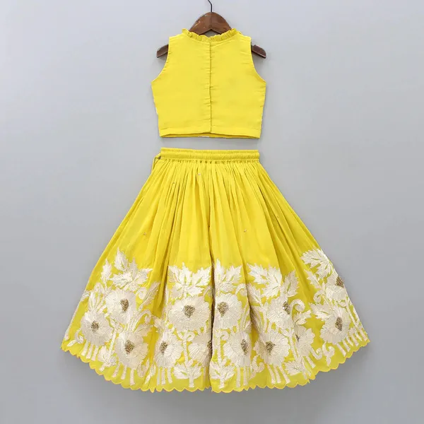 Yellow_Cotton_Embroidered_Ethnic_Wear_Lehenga_Choli_For_Girls