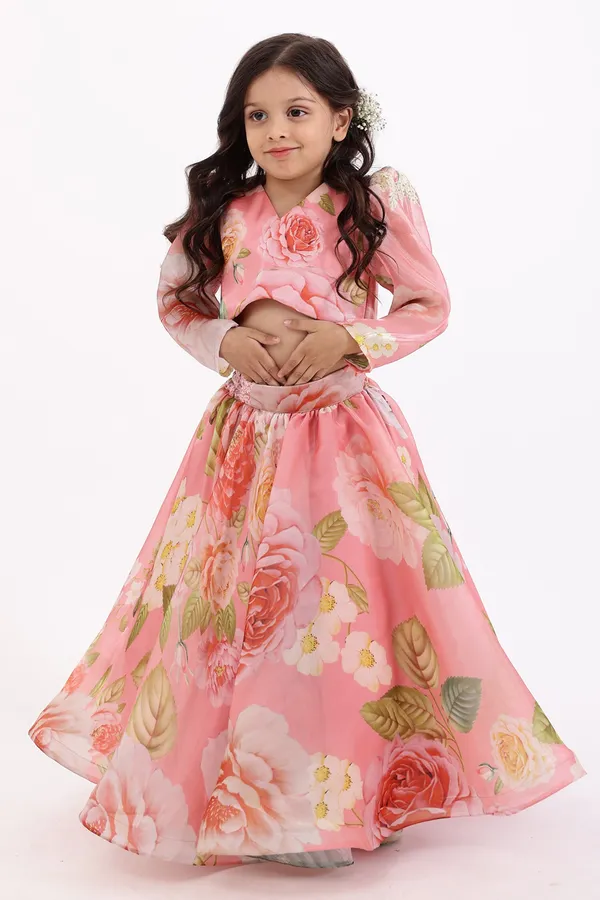 Pink_Flower_Printed_Georgette_Silk_Readymade_Lehenga_Choli_Set