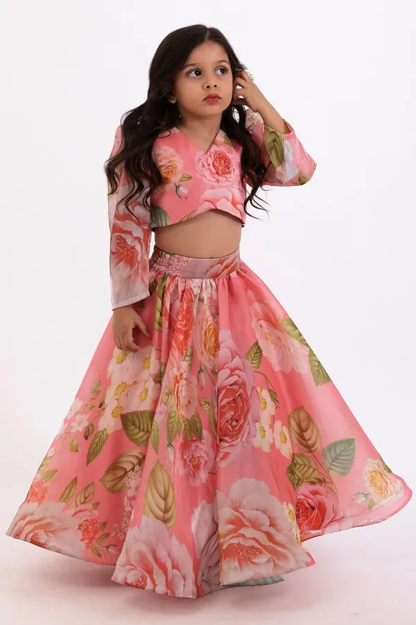 Pink_Flower_Printed_Georgette_Silk_Readymade_Lehenga_Choli_Set