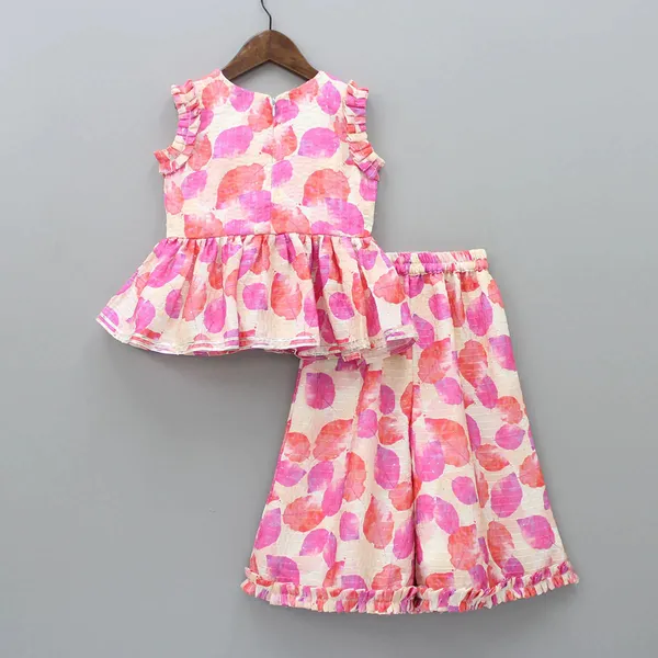 Pink_Ethnic_Suit_Leaf_Printed_Kurta_Top_with_Palazzo_Pant_Traditional_Clothing_Set