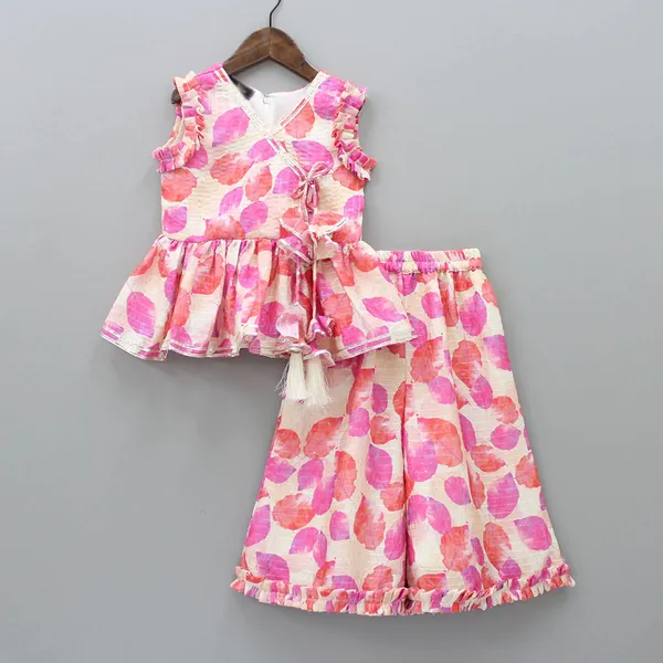 Pink_Ethnic_Suit_Leaf_Printed_Kurta_Top_with_Palazzo_Pant_Traditional_Clothing_Set