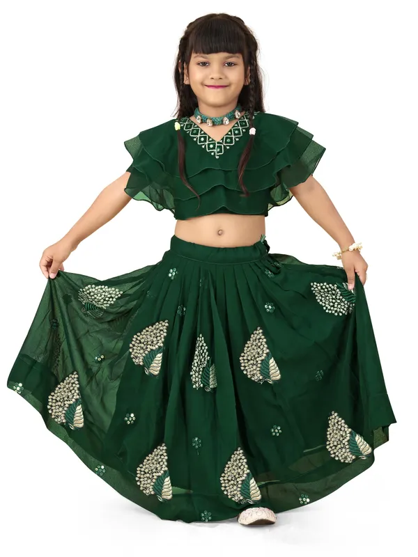 Green_Ethnic_Wear_Georgette_Lehenga_Choli_Set_For_Girls