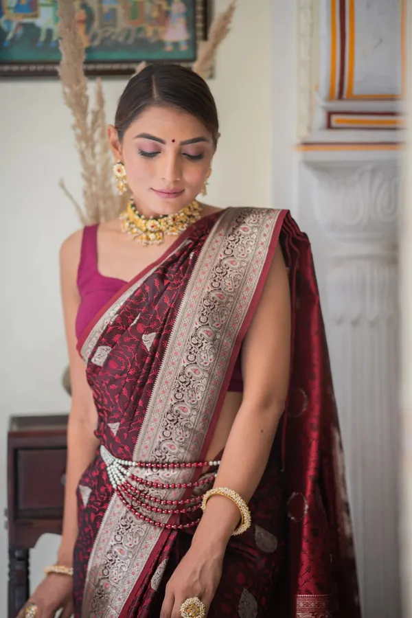 Maroon_Banarasi_Silk_Traditional_Wear_Saree