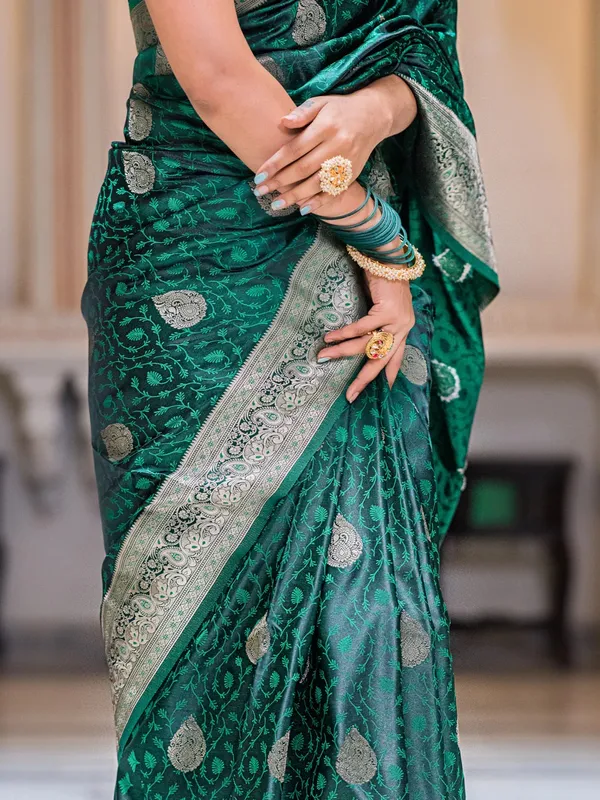 Teal_Green_Banarasi_Silk_Traditional_Wear_Saree