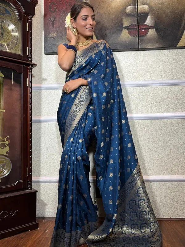 Blue_Banarasi_Silk_Traditional_Wear_Saree