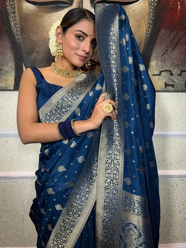Blue_Banarasi_Silk_Traditional_Wear_Saree