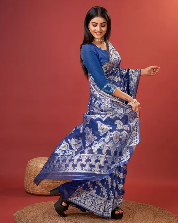 Blue_Banarasi_Silk_Traditional_Wear_Saree