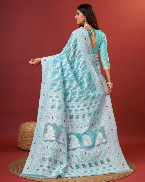 Light_Blue_Banarasi_Silk_Traditional_Wear_Saree