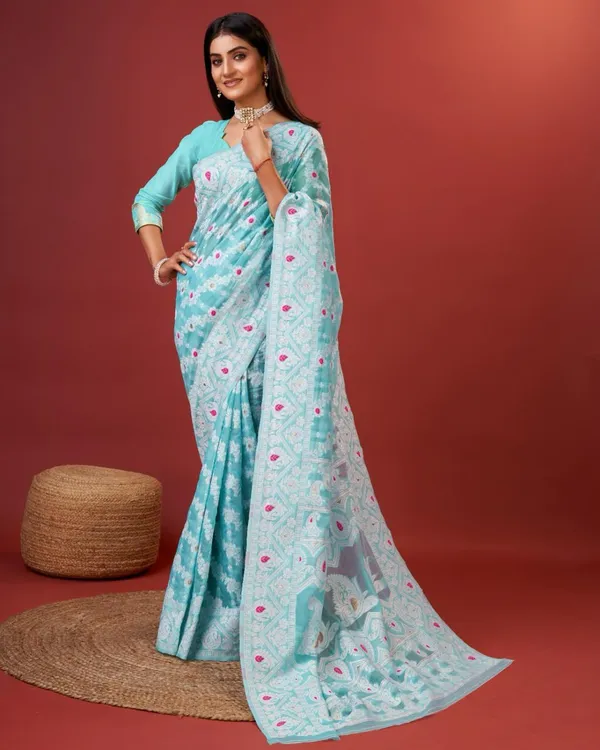 Light_Blue_Banarasi_Silk_Traditional_Wear_Saree