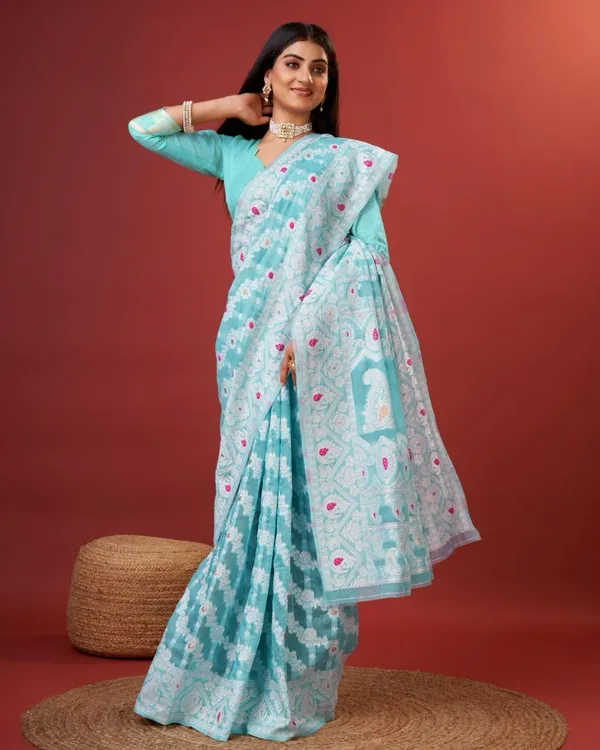 Light_Blue_Banarasi_Silk_Traditional_Wear_Saree