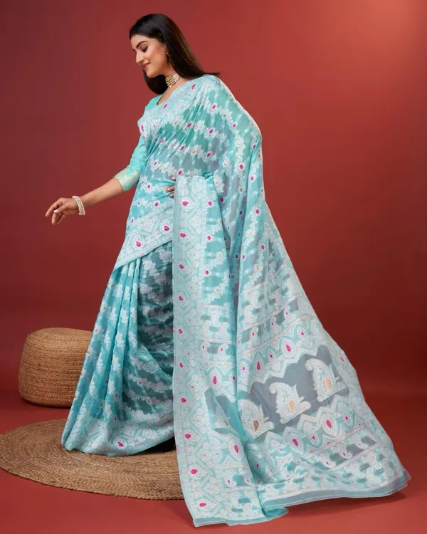 Light_Blue_Banarasi_Silk_Traditional_Wear_Saree