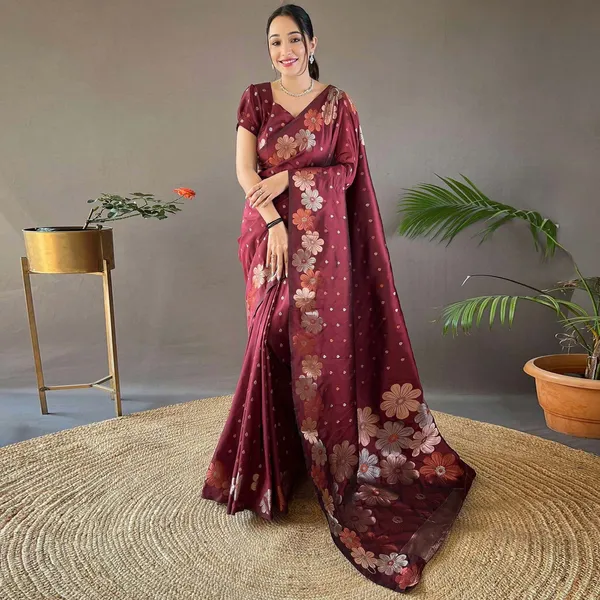Maroon_Banarasi_Silk_Traditional_Wear_Saree
