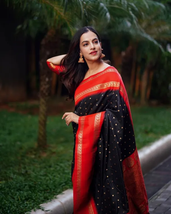 Red_And_Black_Banarasi_Silk_Traditional_Wear_Saree