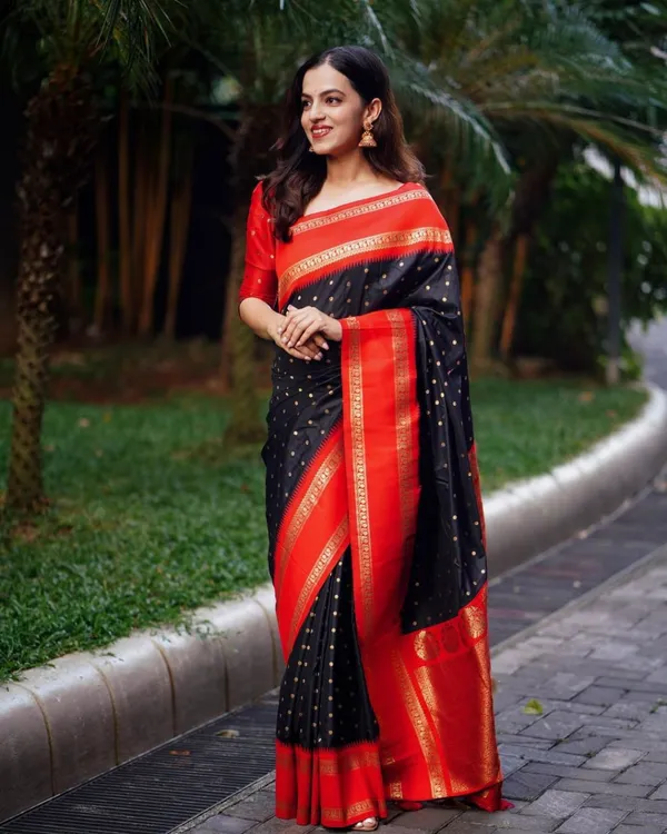Red_And_Black_Banarasi_Silk_Traditional_Wear_Saree