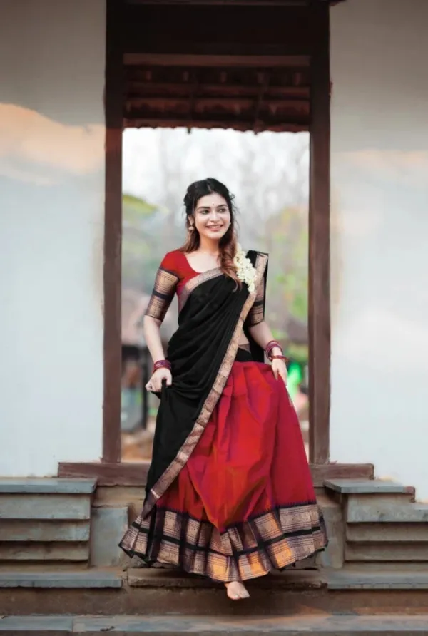 Red_and_Black_Jacquard_Kanjivaram_Silk_Hafe_Saree