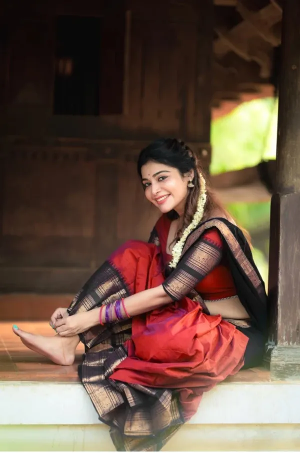 Red_and_Black_Jacquard_Kanjivaram_Silk_Hafe_Saree