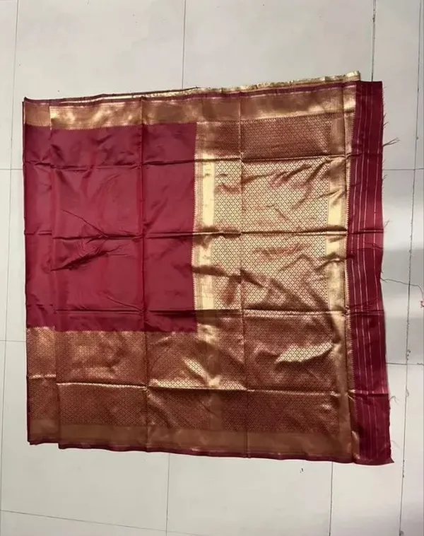 Red_Color_Soft_Kanjivaram_Jecquard_Silk_Saree_With_Frency_Blouse