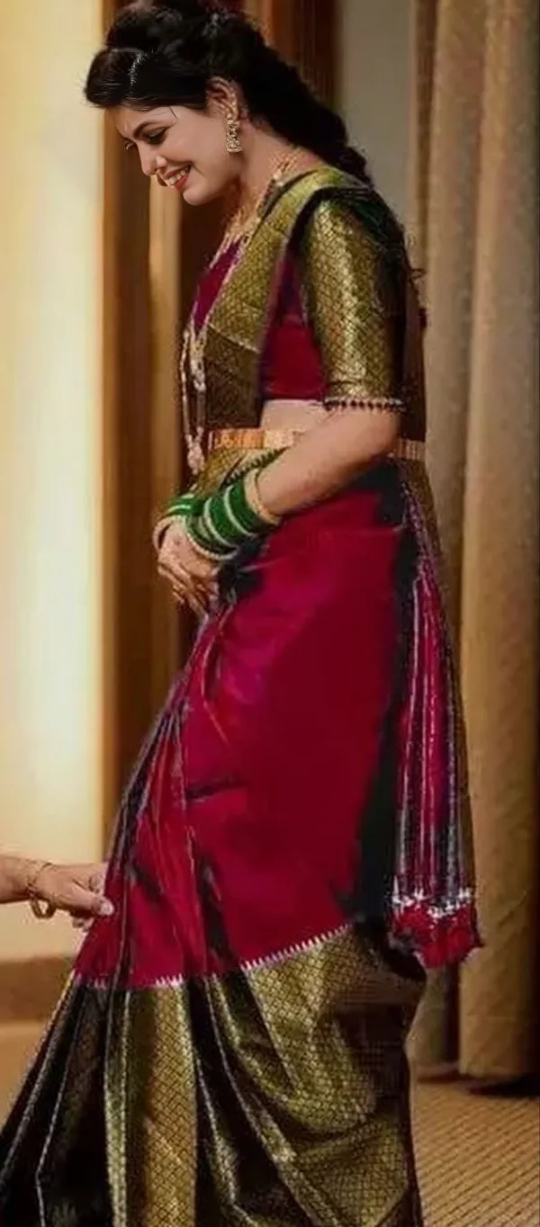 Red_Color_Soft_Kanjivaram_Jecquard_Silk_Saree_With_Frency_Blouse