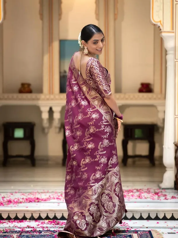 Wine_Banarasi_Silk_Traditional_Wear_Saree