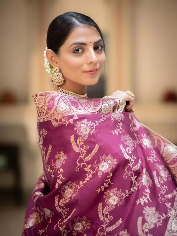 Wine_Banarasi_Silk_Traditional_Wear_Saree