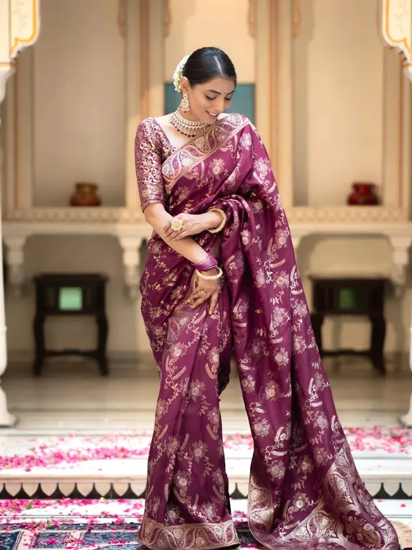 Wine_Banarasi_Silk_Traditional_Wear_Saree