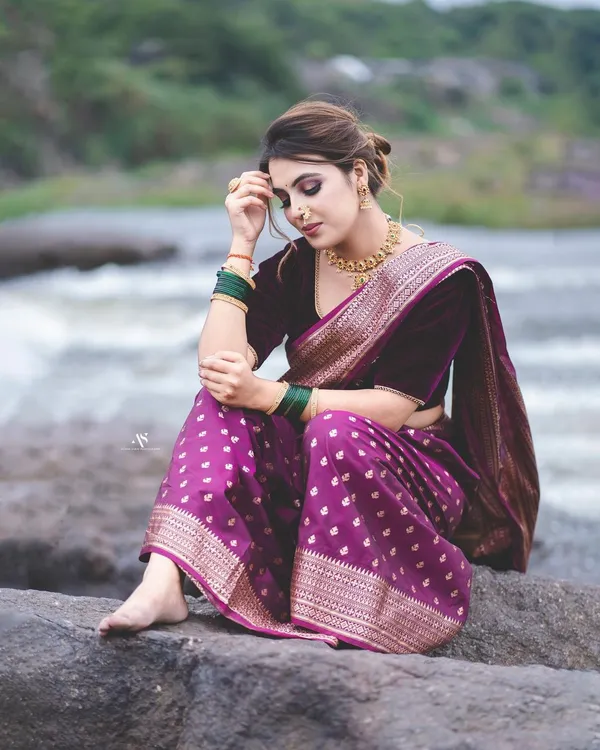 Wine_Banarasi_Silk_Traditional_Wear_Saree