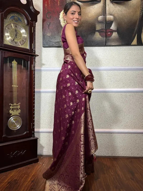 Wine_Banarasi_Silk_Traditional_Wear_Saree