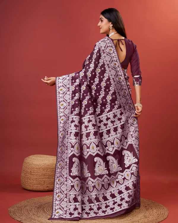 Wine_Banarasi_Silk_Traditional_Wear_Saree