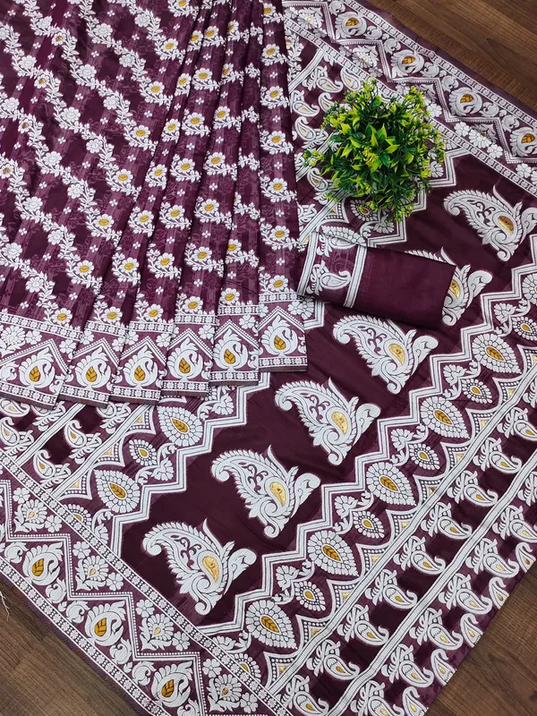 Wine_Banarasi_Silk_Traditional_Wear_Saree
