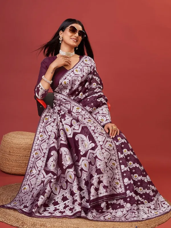 Wine_Banarasi_Silk_Traditional_Wear_Saree