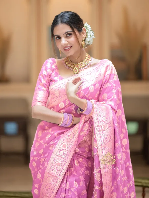 Baby_Pink_Banarasi_Silk_Traditional_Wear_Saree