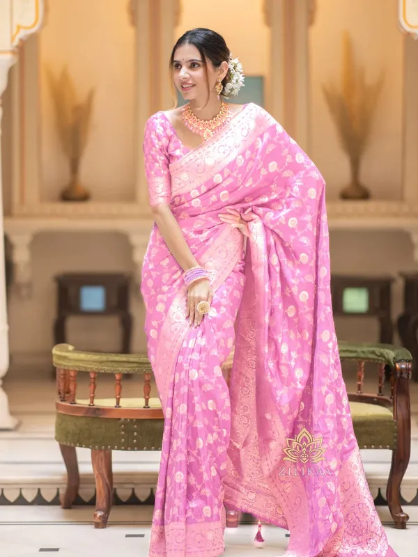 Baby_Pink_Banarasi_Silk_Traditional_Wear_Saree