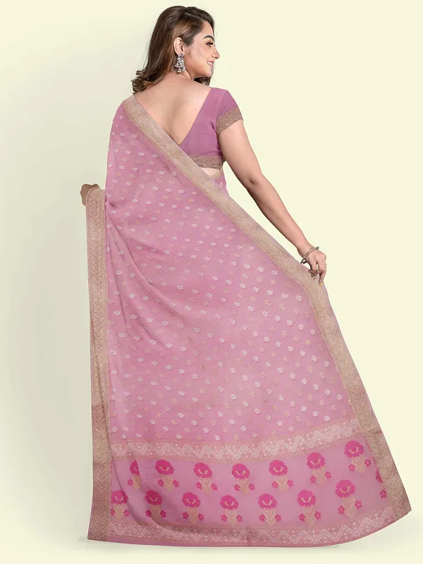 Pink_Cotton_Blend_Banarasi_Sarees_For_Women