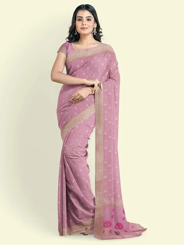 Pink_Cotton_Blend_Banarasi_Sarees_For_Women