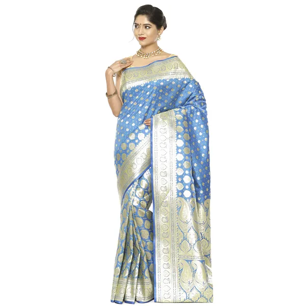 Turquoise_Blue_Satin_Silk_Banarasi_Sarees_For_Women
