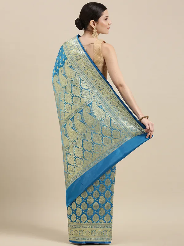 Blue_Satin_Silk_Banarasi_Sarees_For_Women