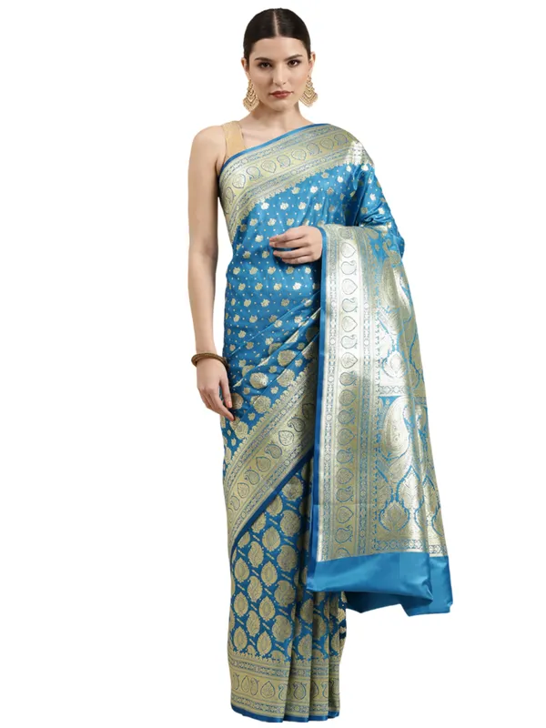 Blue_Satin_Silk_Banarasi_Sarees_For_Women