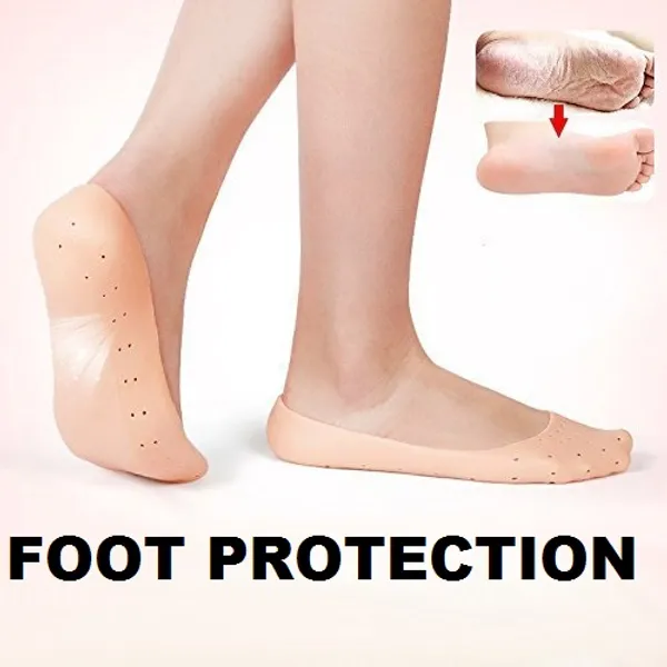 Beige_Silicon_Socks_For_Heel_Protection_For_Unisex