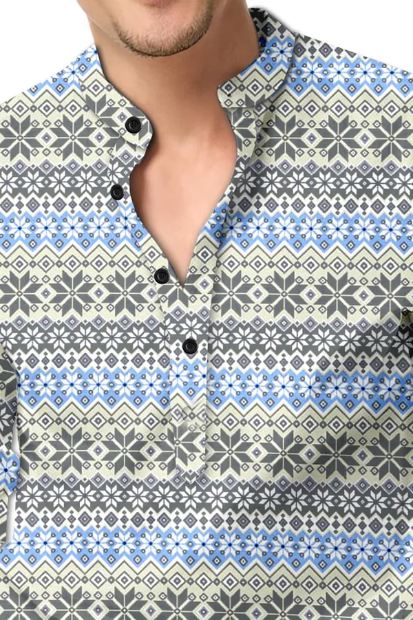 Grey_Blue_Cotton_Blend_casual_Short_Shirt_kurta