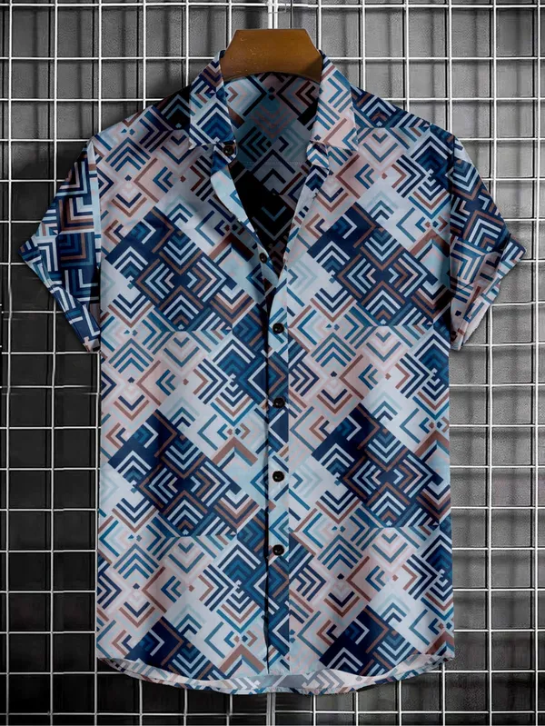 Yellow_And_Black_Cotton_Blend_Casual_Wear_Shirt_For_Men