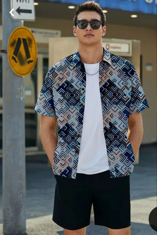 Yellow_And_Black_Cotton_Blend_Casual_Wear_Shirt_For_Men