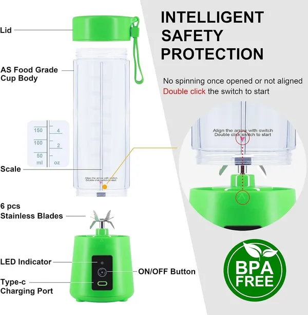 Multicolour_380Ml_Portable_Juice_Blender,_Juicer_Bottle_Mixer,_Juice_Maker,_Fruit_Juicer_Machine_Electric,_Usb_Rechargeable_Personal_Size_Mini_Juicer_Grinder_For_Juices,_Shakes_And_Smoothies