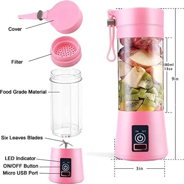Multicolour_380Ml_Portable_Juice_Blender,_Juicer_Bottle_Mixer,_Juice_Maker,_Fruit_Juicer_Machine_Electric,_Usb_Rechargeable_Personal_Size_Mini_Juicer_Grinder_For_Juices,_Shakes_And_Smoothies