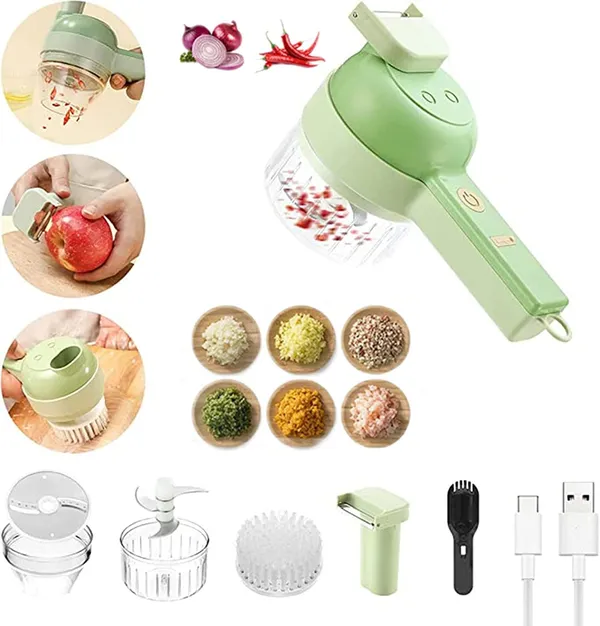 Multicolour_Four_In_One_Handheld_Electric_Vegetable_Cutter_Set_Wireless_Hand_Held_Food_Processor_Vegetable_Chopper_For_Garlic_Chili_Onion_Slicer_Kitchen_Portable_Wireless_Usb_Cable