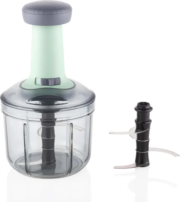 Multicolour_Easy_To_Use_Hand_Press_Fruits_And_Vegetable_Push_Chopper_900Ml_For_Kitchen_4_Sharp_Stainless_Steel_Blades,_Unbreakable_Food-Grade_Plastic,_Anti-Slip_Base,_Made_In_India_With_Warranty