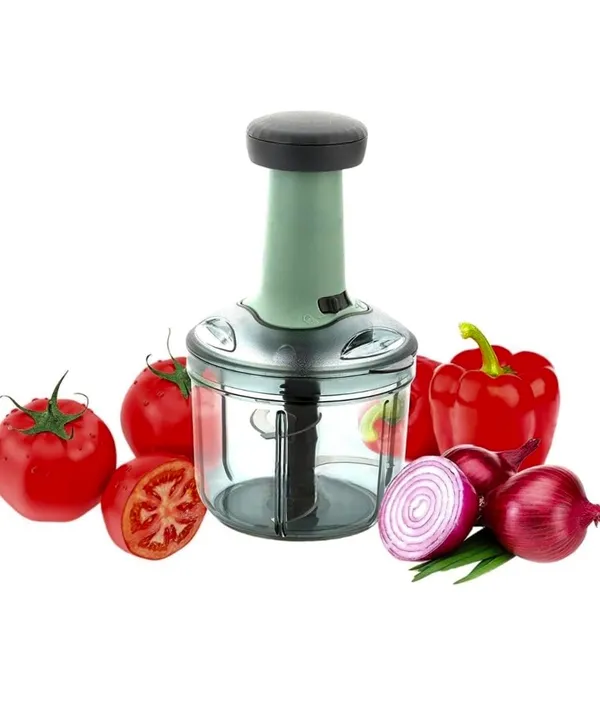 Multicolour_Easy_To_Use_Hand_Press_Fruits_And_Vegetable_Push_Chopper_900Ml_For_Kitchen_4_Sharp_Stainless_Steel_Blades,_Unbreakable_Food-Grade_Plastic,_Anti-Slip_Base,_Made_In_India_With_Warranty
