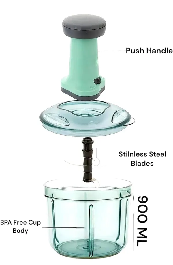 Multicolour_Easy_To_Use_Hand_Press_Fruits_And_Vegetable_Push_Chopper_900Ml_For_Kitchen_4_Sharp_Stainless_Steel_Blades,_Unbreakable_Food-Grade_Plastic,_Anti-Slip_Base,_Made_In_India_With_Warranty